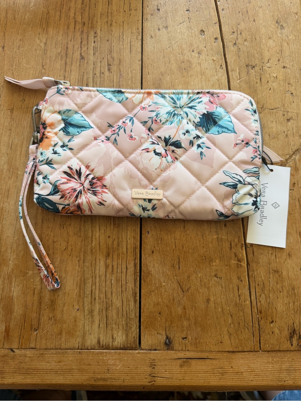 Vera Bradley Blush Pink Quilted Floral RFID Wristlet NET